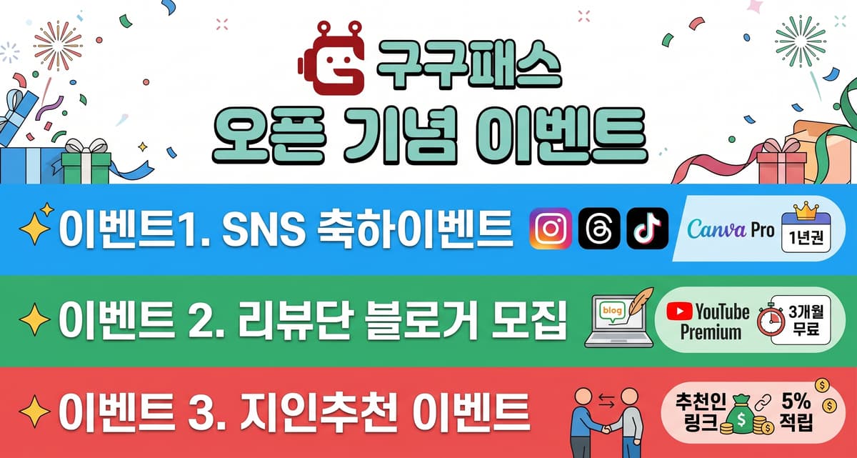 구구패스 공식 웹사이트 오픈 이벤트 안내
