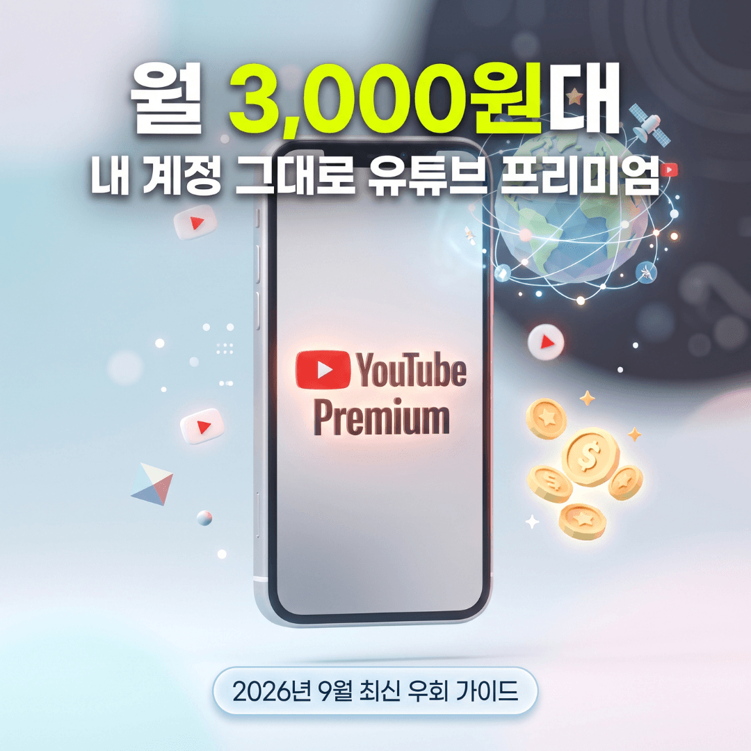 2026년 9월 유튜브 프리미엄 우회 막힘 해결! 내 계정 그대로 월 3천원 우회하는 완벽 가이드